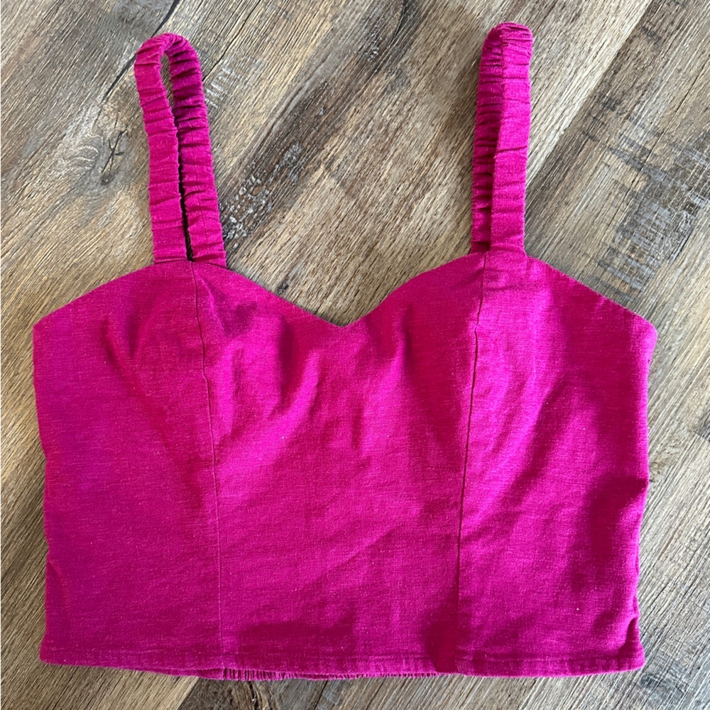Express Linen Crop Top With Straps Pink| Women’s Medium